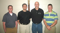 Image of PARISH WELCOMES NEW MEMBERS –Four high school coaches have recently joined the Church at Sacred Heart Parish in Charleston. They are Greg Kendrick, Greenwood High School, football and baseball; B.J. Ross, Charleston High School, girls' basketball; Randy Terry, Charleston High School, boys' basketball and golf; and Craig Jones, Greenwood High School, baseball. (Photo Arkansas Catholic/Maryanne Meyerriecks)
