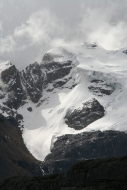 Image of This is a view of the Cordillera Blanca mountain range in Peru in July. Glaciers in the Andean mountains provide a steady source of irrigation and drinking water for communities in the region. Andean glaciers shrank by 10 percent between 1991 and 2002, alarming scientists and others that their continued decline could affect water supplies. (CNS photo/Barbara Fraser)