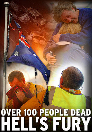 Image of There is a growing discussion of whether the blaze has a terrorism connection. If not caused by a formal terrorist group, most Australians view 'Hell's Fury' as as having inflicted terror upon them and their Nation.