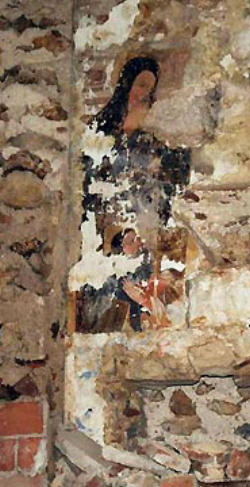Image of When we went in to check the damage we saw that the altar had moved, and behind the fallen plaster was the fresco. There was tremendous excitement, as you can imagine.