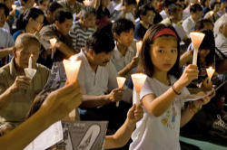Image of A public candlelight vigil has been held every year to commemorate 4 June (2006 vigil pictured). Tens of thousands of participants are expected this year to mark the 20th anniversary of the event.