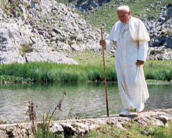 Image of The late Servant of God John Paul II was an athlete his entire life. Here he is pictured in one of his favorite activities,hiking in the mountains. i