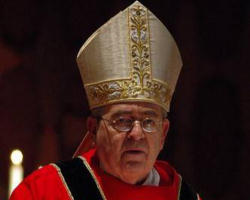 Image of Cardinal Rigali urged the full House Appropriations Committee to reverse the subcommittee's action and retain the funding ban on abortions in Washington, D.C.