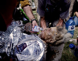 Image of 69-year-old Enu Zizi buried under the rubble Tuesday, in pain but alive. Zizi's first words to her rescuers were, 'I love you.' 