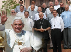 Image of Pope with some of his beloved priests.