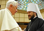 Image of Pope Benedict XVI and Archbishop Hilarion.