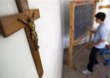 Image of The crucifix on a wall in an Italian classroom 
