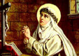 Image of St. Catherine of Siena carrying the weight of the Church