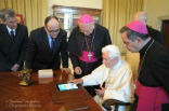 Image of Pope Benedict XVI sending his first 