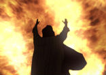 Image of In answer to Elijah's prayer, the Lord's fire came down and consumed the holocaust.