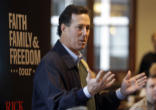 Image of Rick Santorum campaigns in Iowa