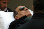 Image of Hosni Mubarak is transported to the hospital in this recent photo.