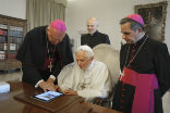 Image of Pope Benedict sending his first tweet in June, 2011. 