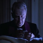 Image of Father Merrin, played by Max von Sydow, approaches the MacNeill home in Georgetown, from 'The Exorcist' (1973) directed by William Friedkin.