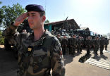 Image of Deploying French Marines stand at the ready to defend Mali from Islamists. 