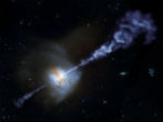 Image of Black holes can shoot powerful jets of matter into space like the one illustrated here.