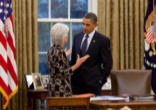 Image of President Obama and Kathleen Sebelius, HHS Secretary