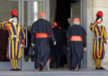 Image of Cardinals enter the first meeting of the Congregation before the Conclave begins