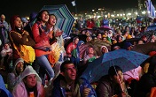 Image of Some of the many youth who gathered to hear the message of the Gospel preached by Pope Francis