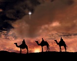 Image of As they rode away, without returning to Jerusalem, the Three Wise Men must have asked each other why a child born in a manger to a carpenter and his young wife would pose any threat to Herod, or the Empire itself. But then, the night had been extraordinary in other ways. They had not been the only ones to pay tribute - they had knelt as kings next to shepherds who reported being summoned by angels. 

