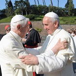 Image of As a friar, Francis represents the active religious life. As a monk, Benedict represents the enclosed life of prayer. They're like the two sisters of Bethany: Francis is the busy Martha. Benedict, the contemplative Mary. If the church is going to work she needs both. The body of Christ needs both.