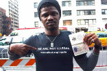 Image of A Nigerian protests his countries laws governing homosexuality.
