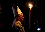 Image of Pope Francis: To return to Galilee means above all to return to that blazing light with which God's grace touched me at the start of the journey. From that flame I can light a fire for today and every day, and bring heat and light to my brothers and sisters. That flame ignites a humble joy, a joy which sorrow and distress cannot dismay, a good, gentle joy.
