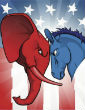 Image of Trump and Clinton lead in the presidential nominee race (shutterstock).