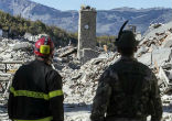 Image of Pope Francis offers prayers to earthquake victims.
