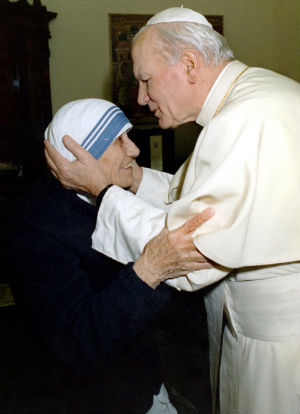 John Paul II met St. Mother Teresa.