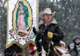 Image of Pilgrims travel to the Shrine of Our Lady of Guadalupe to celebrate the Virgin Mary.