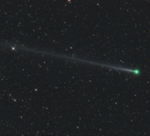 Comet 45P is an uncommon green color because of its chemical composition.