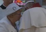 Image of Pope Francis comforted Roselyne Hamel (CTV).