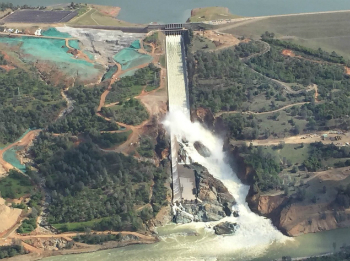 A recent aerial photo of the Oroville dam.