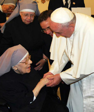 Pope Francis told nuns [not pictured] their joy can change the world.