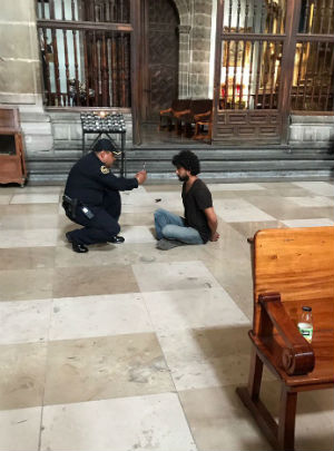 Father Jose Miguel Machorro Alcala [not pictured] was severely injured after being attacked in the Mexico City Cathedral.