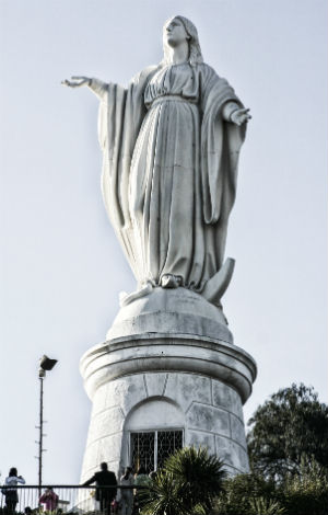 The Virgin Mary statue in Santiago, Chile.