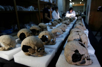 The tower contains large numbers of skulls from women and children, suggesting entire villages, and not just warriors may have been sacrificed.