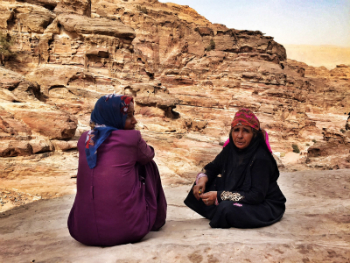 Bedouin women in Jordan. The Bedouin still live much as they have for centuries.