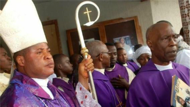 Bishop Okpaleke (left) has resigned.