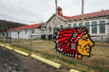 Image of An American Indian motif is on display at Kenwood Public School in Salina, Oklahoma. The school educates many American Indian students, but despite contributions from the Cherokee Nation, rumors persist that it might close due to budget cuts.

Jessica Henry, GPJ Tribal Nations