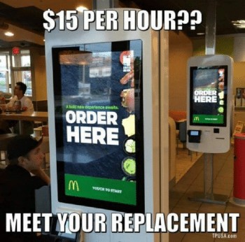 A popular meme suggests rising wages are the cause of automation, but in reality automation is inevitable.