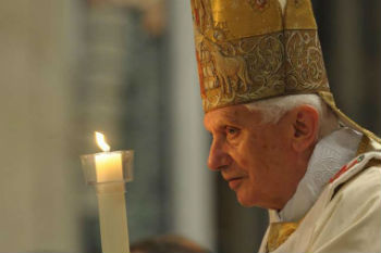 Pope Emeritus Benedict XVI holding the Pascal Candle 2012