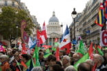 Image of Protesters wave flags and hold signs