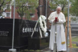 Image of Pope Francis prays at the Nagasaki ground zero site on Nov 24 2019