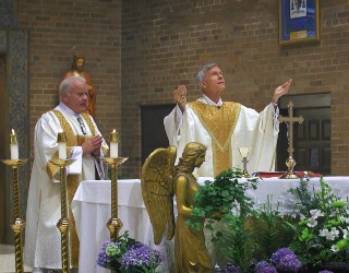 Image of Bishop Strickland during Sunday's mass.