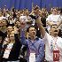 Image of ENTHUSIASM - Young adults and parish leaders assemble at the University of Notre Dame in 2006 for the National Encuentro for Hispanic Youth and Young Adult Ministry. A new survey reports interest among many young adult Catholics in serving in church ministry. (CNS/Karen Callaway)
<br>
