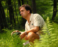 Image of In lieu of a wooden box, Axel Baudach, co-founder of EcoEternity, takes the cremated remains of your loved ones and places their ashes in biodegradable urns. The urns are then buried near the roots of mature trees in Pocono Plateau and Retreat Center, in Cresco, Pennsylvania, June 17, 2008. (Cesar L. Laure/Allentown Morning Call/MCT)