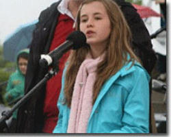 Image of Lia rhetorically asked the crowd, 'Why do we think that just because a fetus can't talk, or do what we do, it isn't a human being yet? Could it be that we only call them humans if they're wanted? Fetuses are definitely human, knit together in their mother's womb by their wonderful creator,'Lia said, referencing Psalm 139.