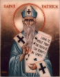 Image of Saint Patrick in blue vestments. 